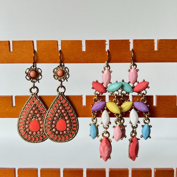 Vintage Colorful Earrings - 2 pairs - Picture 2 of 2